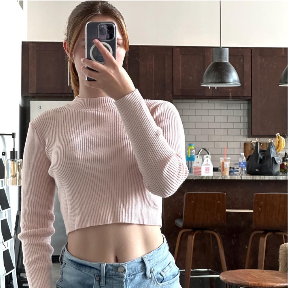 John Galt - Brandy Melville Ribbed Cropped Mock Neck Sweater